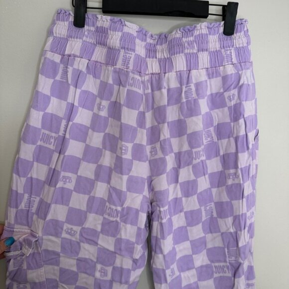 Juicy Couture Women's Lavender Checkerboard Print Joggers Pants L Crown Logo - Picture 5 of 8